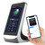 Sper Scientific Multi-Function Indoor Air Quality Monitor, digital device displaying air quality measurements including CO2 levels, temperature, humidity, and with a connected smartphone app showing real-time data and trends.