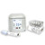Oxford Lab Products BenchMate Clinical Centrifuge, bench-top laboratory centrifuge with digital display and control buttons, accompanied by a rotor and test tubes filled with samples in a tray.