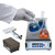 Oxford Lab Products BenchMate Multi-Position Magnetic Hotplate Stirrer, 10 Place, laboratory equipment with digital display and multiple glass beakers filled with blue and orange liquids.