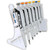 Oxford Lab Products Oxford Accupet Pro Single Channel Pipette, 10 to 100 Microliters, with color-coded volume adjustment rings and a white ergonomic handle on a stand.