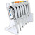 Oxford Lab Products Accupet Pro Multi-Channel Pipette, 8-Channel, 30 to 300 Microliters, with adjustable volume dials and a white stand for laboratory use.