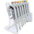 Oxford Lab Products Oxford BenchMate Pipette Stand, laboratory pipette holder with multiple pipettes organized on a white stand for laboratory use.