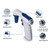 Oxford Lab Products AccuHelp Pipette Controller, Blue, with detailed features including charging indicator, battery cover, pipetting mode, aspiration button, dispensing button, speed adjustment, and control buttons for gravity or motor dispensing.