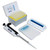 Oxford Lab Products Accupet Evo Single Channel Pipette, 500 to 5000 Microliters, with pipette, tip boxes, and cleaning tray for laboratory use.