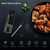 Sper Scientific Smart Wireless Long Range Dual Probe Meat Thermometer, digital display with probes and a tray of cooked chicken wings.