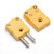 Pyromation Male Jack, Type K, 200C Temp Rating, 10 Pack - yellow industrial electrical connectors with metal prongs and grounding screws for temperature-sensitive applications.