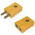 Pyromation Miniature Male Plug, 3 Pin RTD, 200C Temp Rating, 10 Pack, yellow electrical temperature sensor connector with metal pins and screw terminals.