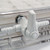 Lab Companion Stopcock Assembly for VDC-31 Series Vacuum Desiccators, white plastic valve with arrow indicator mounted on a vacuum desiccator