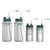 Lab Companion WB-G50 Wash Bottle with Automatic Gas-Vent, LDPE, 500mL, four transparent wash bottles with green caps and curved nozzles for laboratory use.