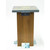 Houghton Manufacturing Compaction Pedestal, sturdy wooden support pedestal with metal mounting plate and top surface for industrial compaction work.