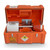 InstroTek MC3 Elite Nuclear Gauge, portable radiation detection device in orange protective case with warning labels.