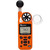 Kestrel 5400 WBGT Heat Stress Tracker (HST) / Weather Meter with Bluetooth, orange handheld device featuring a digital display showing temperature, a large black windmill fan, and a protective clear cover on the side.