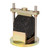 Gilson Company Ideal-RT Test Fixture for Asphalt Mixtures, test fixture holding a black asphalt sample with metal supports and a circular metal base.