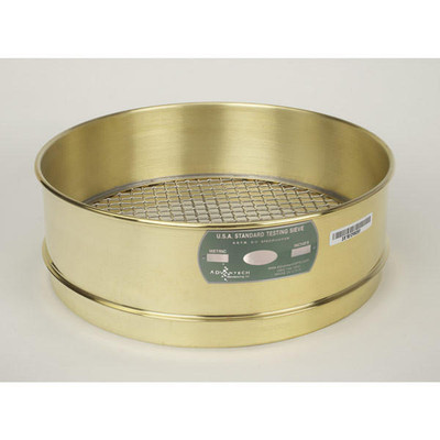 12 Sieves, Brass Frame, Stainless Mesh, No. 4, Full Height