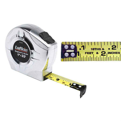 Lufkin Engineer's Scale Tape Measure - 12 ft, Belt Clip