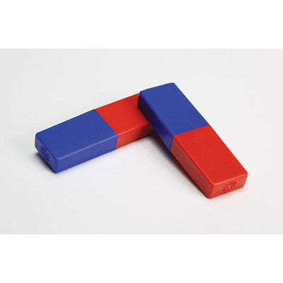 Matte Red Magnets Magnets, Plastic Covered, Red/Blue (Pair) 3in x 1in x 0.5in (2/Pk) | CMTP