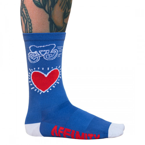 Affinity Keith Haring Cycling Socks SM/MD Blue Heart Bike