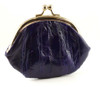 Eel Skin Kiss Lock Change Purse-Purple