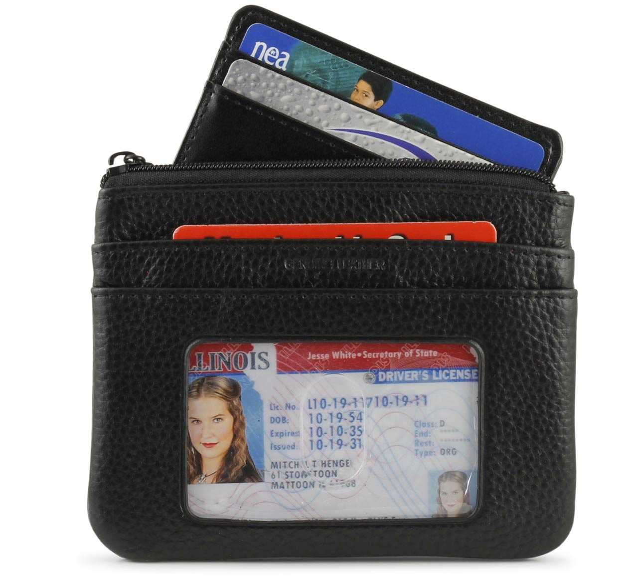 Rfid Blocking Credit Card Holder, Genuine Leather Short Coin Purse