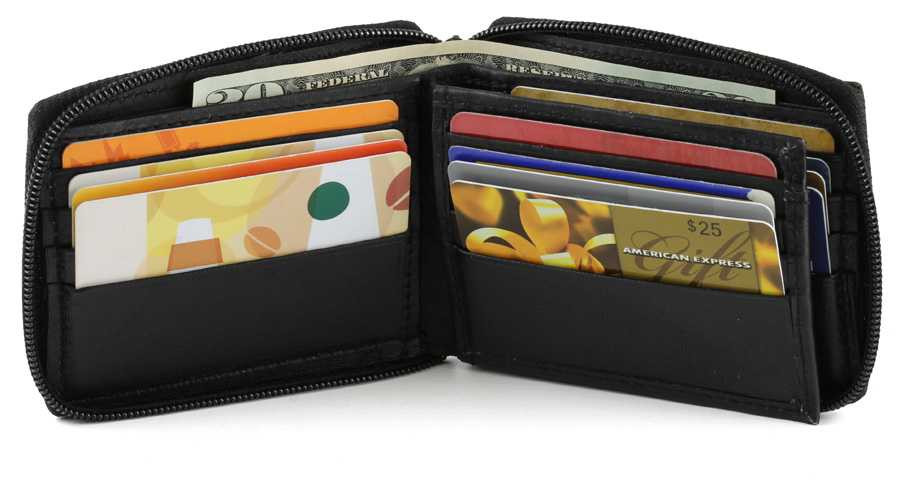 Men's Zipper Wallet with 12 Card Slots by WalletGear