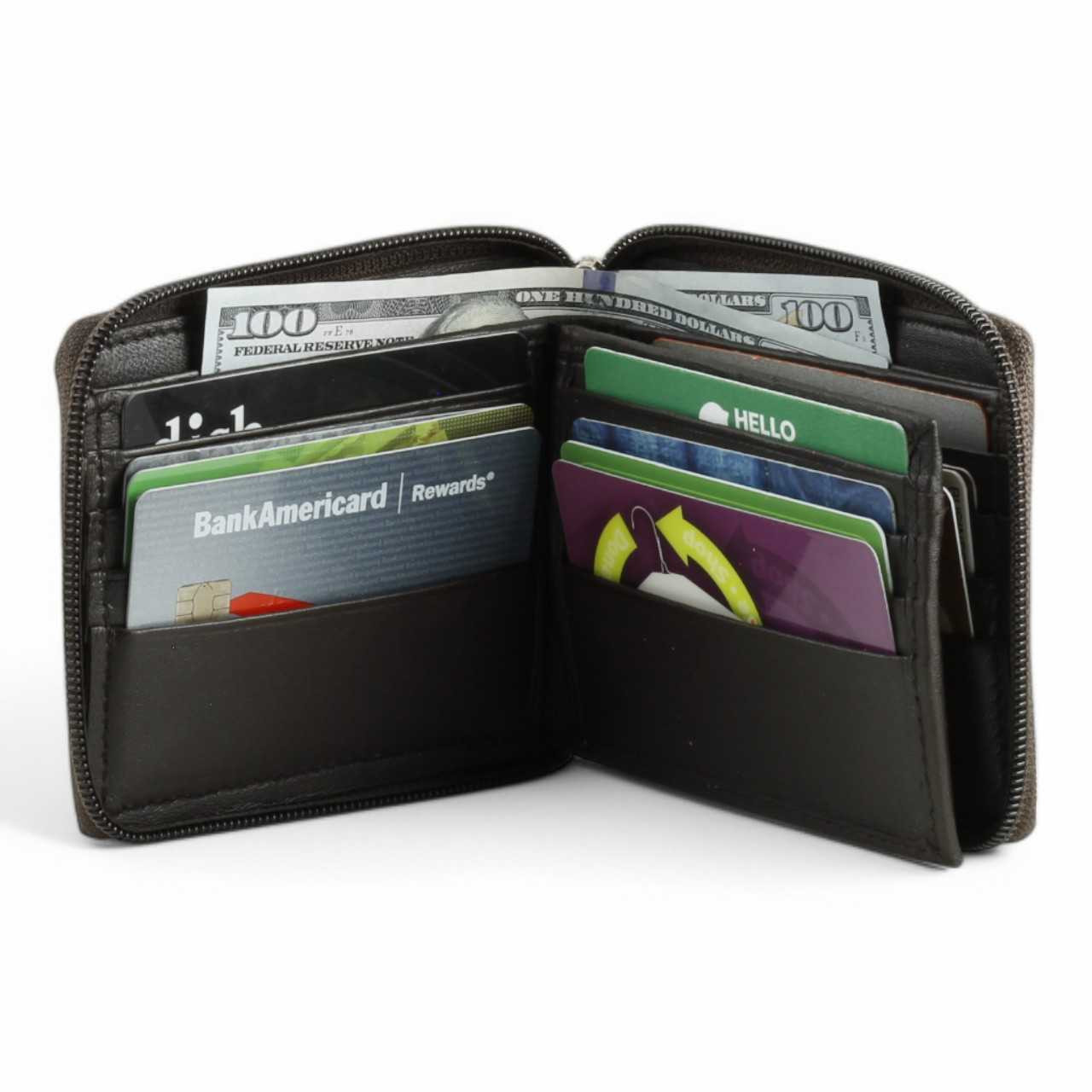 Men's Zipper Wallet with 12 Card Slots by WalletGear