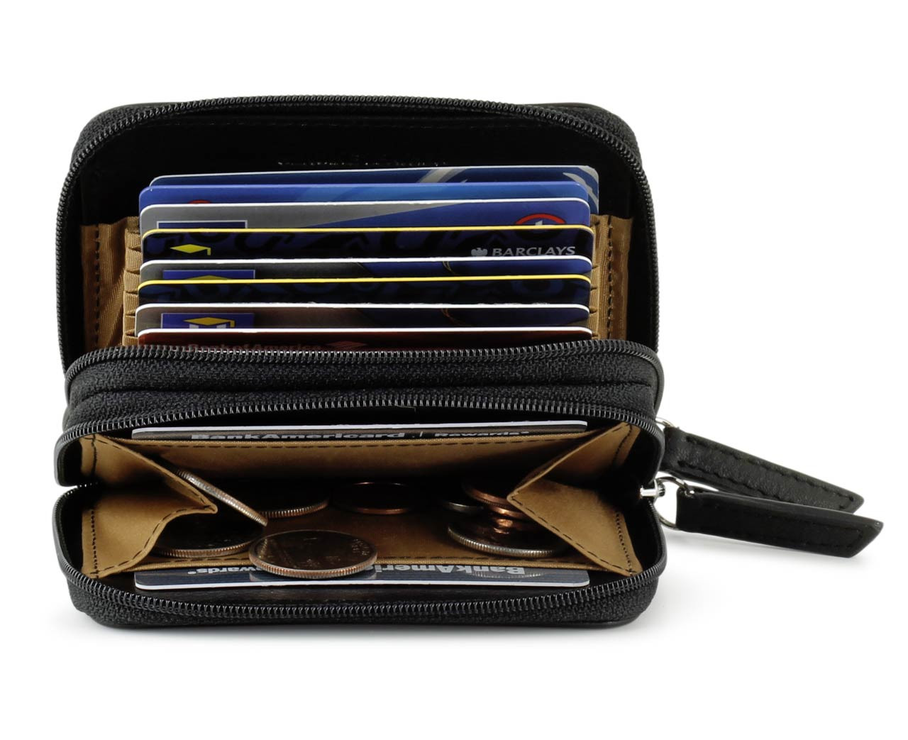 Credit Card Holder Double Zip Accordion with RFID