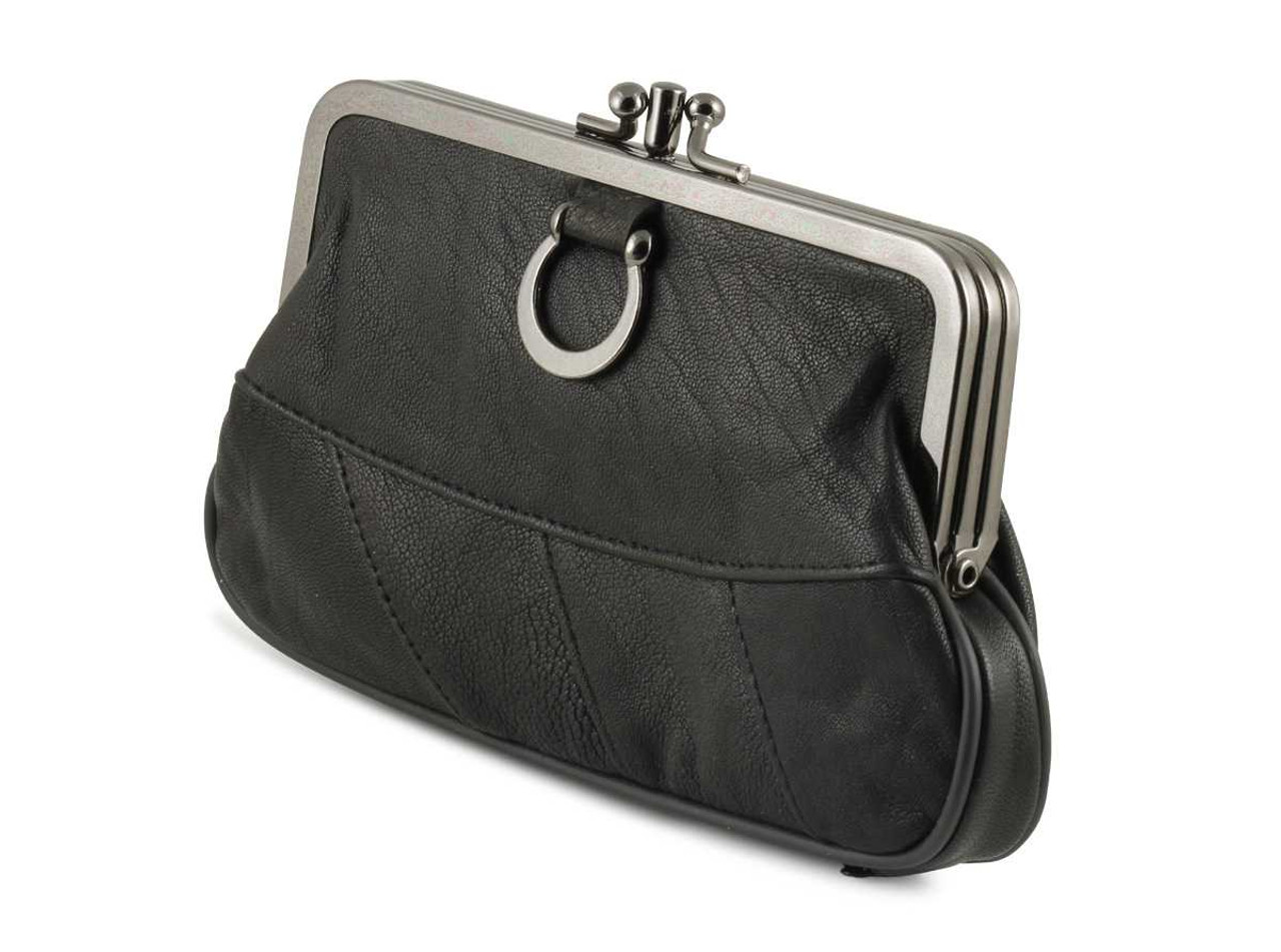 Leather Kiss Lock Coin Purse