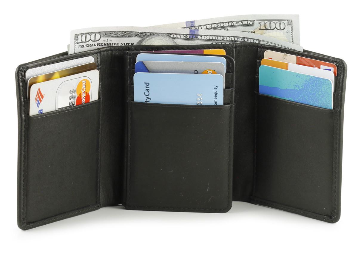 RFID Mens Trifold Wallet with Extra Flap