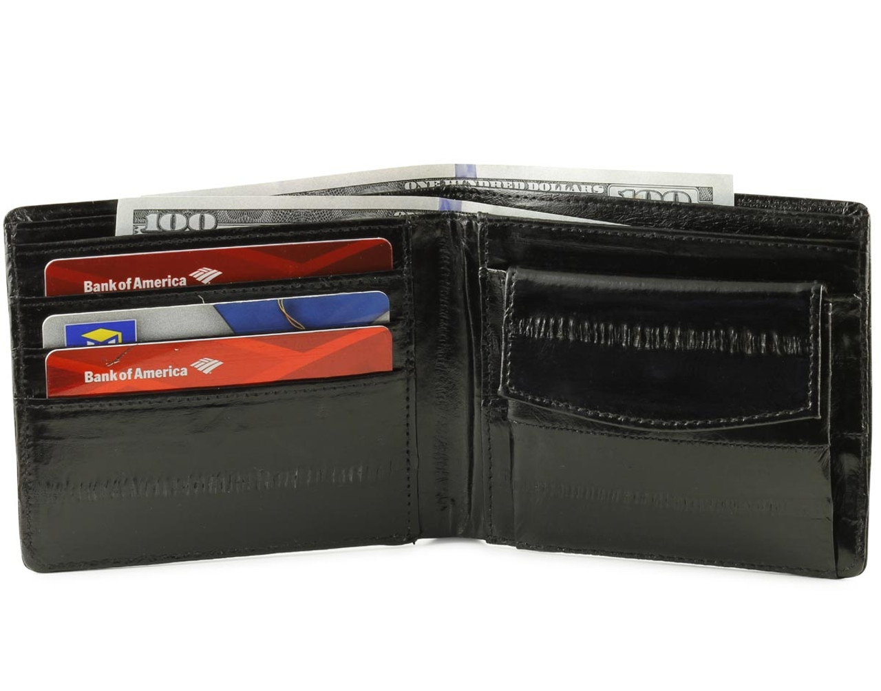 Coin Wallet, Leather Bi-fold Wallet with Coin Pouch