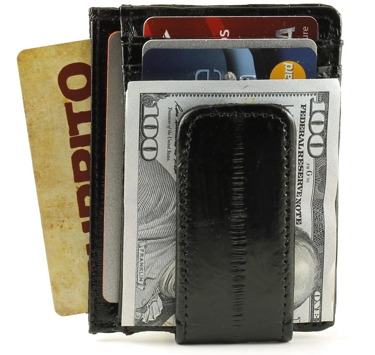 Eel Skin Magnetic Money Clip with ID Window