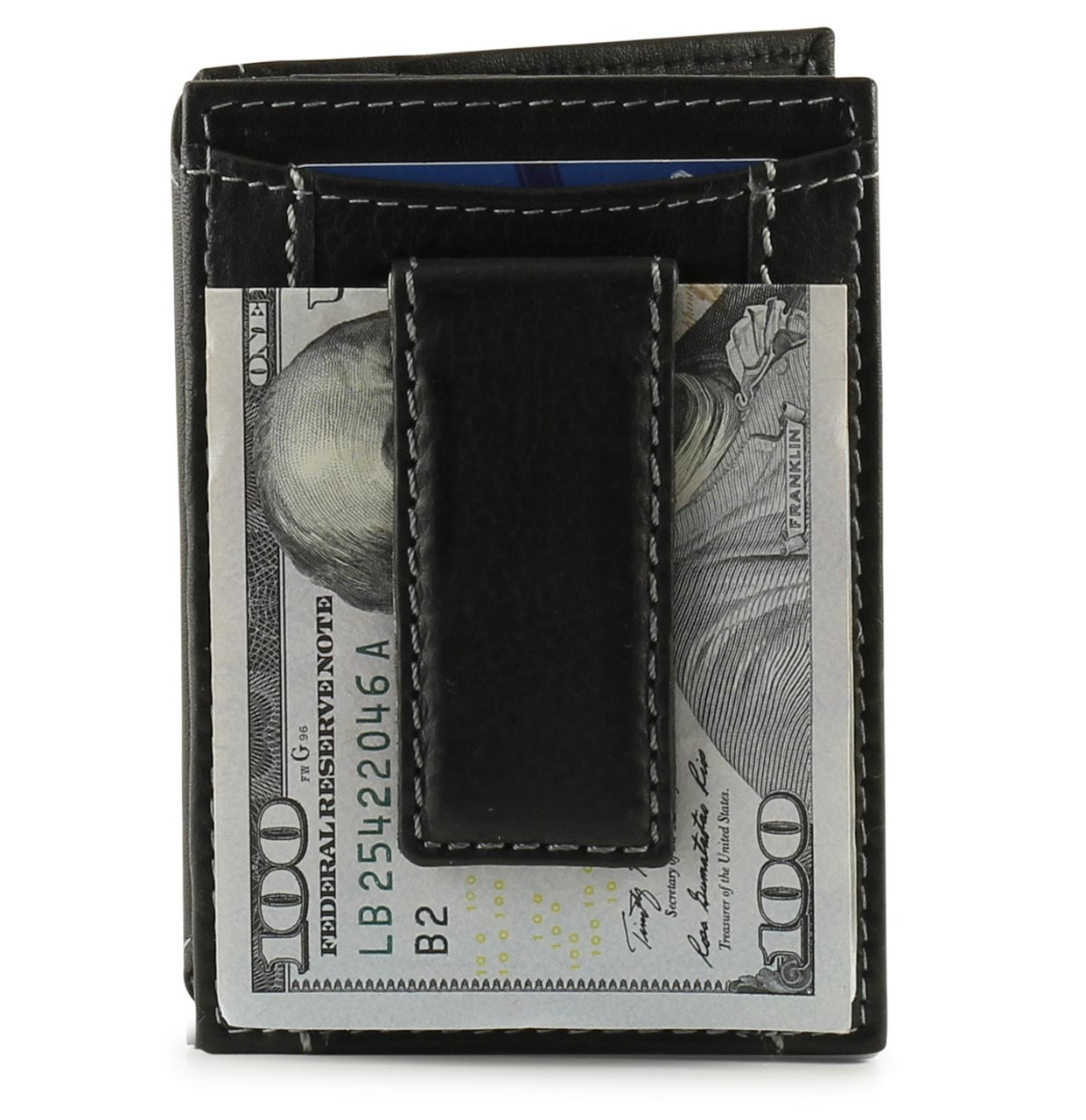 money clip card holder with id window