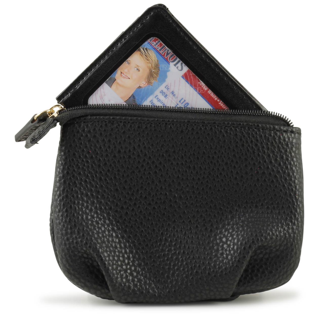 Zip Coin Pouch in Black Leather