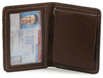 Bifold Money Clip Wallet Open Brown