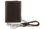 Leather Trifold Chain Wallet-Brown