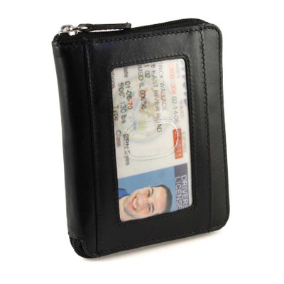 Unisex Coin Card Purse Genuine Leather Zipper Card Holder Clutch