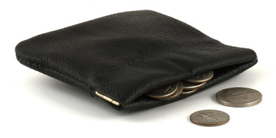 Women's Leather Squeeze Coin Purse - Black - The Vermont Country Store