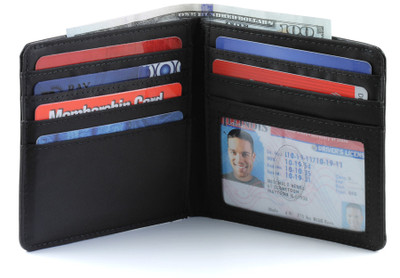 European Hipster Mens Wallet Thick Large Bifold 20 Cards and 2 ID Window,  Black, one size RFID2852BK