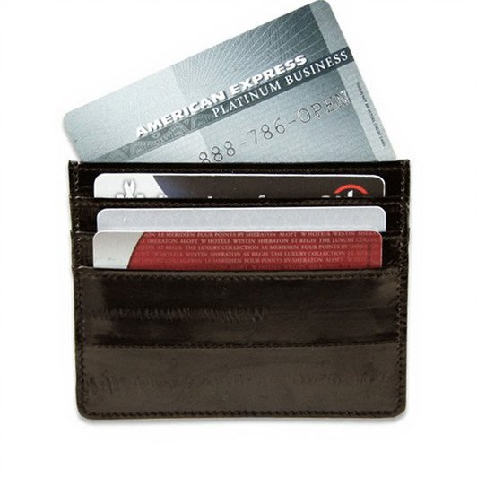 eel skin credit card holders brown