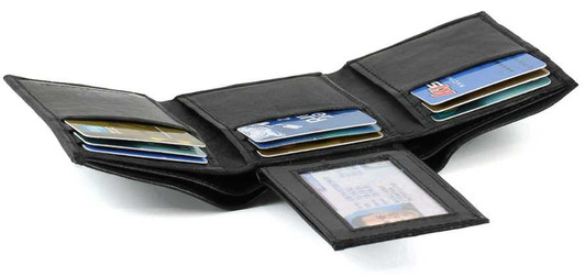 Trifold Leather Wallet with Flip Out ID