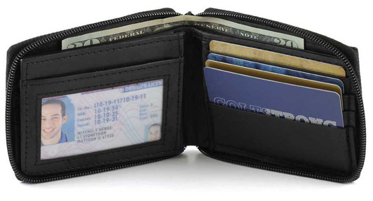 Mens Wallet with Zipper - Black