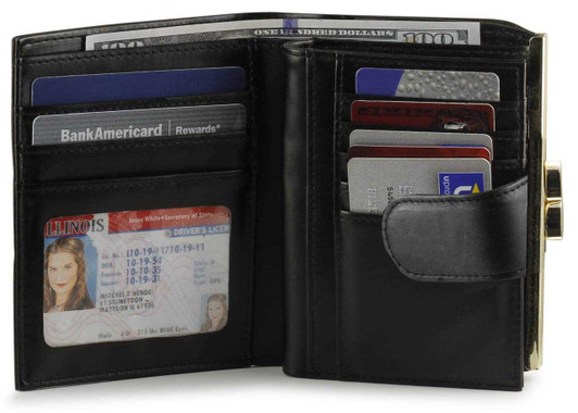Buxton Double Cardex with Change Purse Open