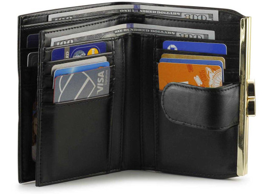 Buxton Double Cardex with Change Purse Open