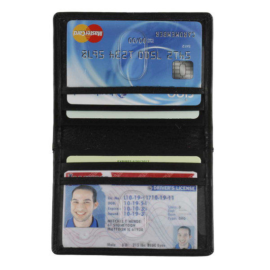 Double ID and Credit Card Holder Open and Flash - Black