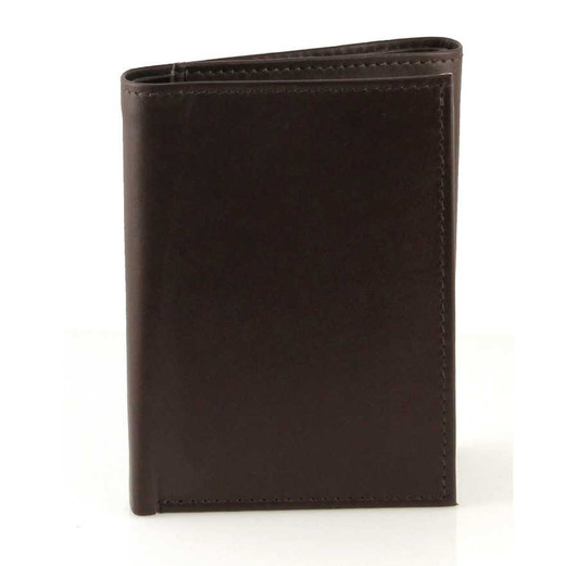 Trifold Wallet with Vertical Pockets Front Brown