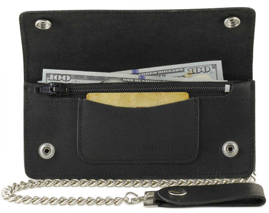Bikers Chain Wallet - Card Pocket Open - Black