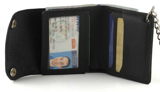 Bifold Wallet with Chain Open