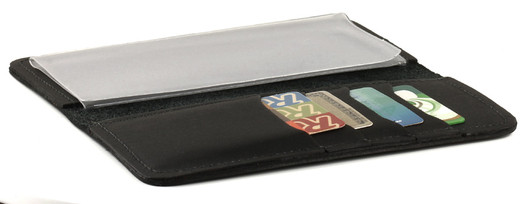 Leather Checkbook Wallet Black Profile