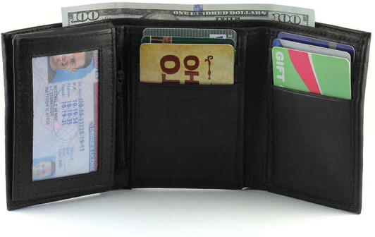 RFID Trifold Wallet for Men Open