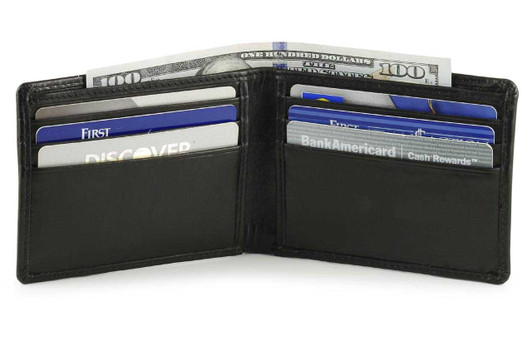 Mens Bifold Wallet Open