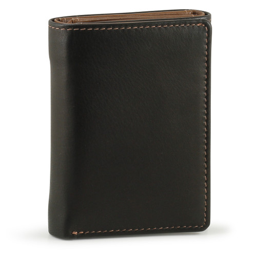 RFID Mens Trifold Leather Wallet with Extra Flap